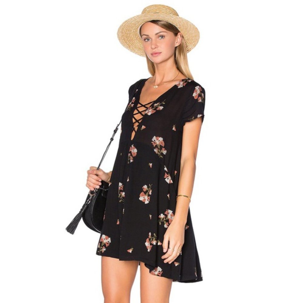 Amuse Society Ludlow Lace Up Mini Dress NEW M